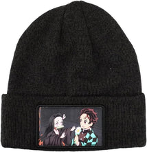 Load image into Gallery viewer, Bioworld Demon Slayer Character Embroidered Plain Black Cuffed Knitted Winter Beanie Hat