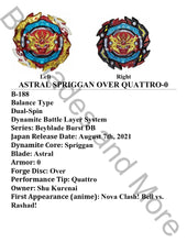 Load image into Gallery viewer, Takara Tomy Japan Beyblade Burst Dynamite Battle B-188 Astral Spriggan Over Quattro-0 Customize Set