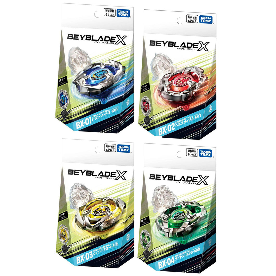 TAKARA TOMY Beyblade X Series 4 Bey Discount Pack: BX-01, BX-02, BX-03, BX-04