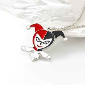 Suicide Squad Harley Quinn Silver Red, White & Black Enamel Necklace in Gift Box