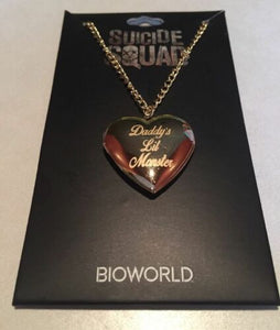 Suicide Squad Harley Quinn 18k Gold Plated "Daddy's Little Monster" Heart Locket