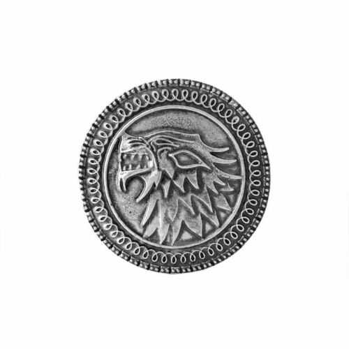 GAME OF THRONES STARK HOUSE CREST VINTAGE DIREWOLF SHIELD BADGE PIN IN GIFT BOX