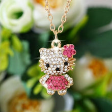 Load image into Gallery viewer, Hello Kitty 18K Gold Plated Crystal Pink Dress Necklace in Gift Box
