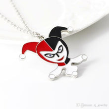 Load image into Gallery viewer, Suicide Squad Harley Quinn Silver Red, White &amp; Black Enamel Necklace in Gift Box
