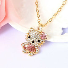 Load image into Gallery viewer, Hello Kitty 18K Gold Plated Crystal Pink Dress Necklace in Gift Box
