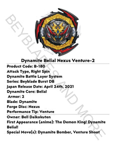 Takara Tomy Japan Beyblade B-180 Dynamite Belial Nexus Venture-2
