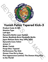 Load image into Gallery viewer, Takara Tomy Beyblade Burst DB B-185 Vanish Fafnir Tapered Kick-3 (with F Gear) (Japan Import)
